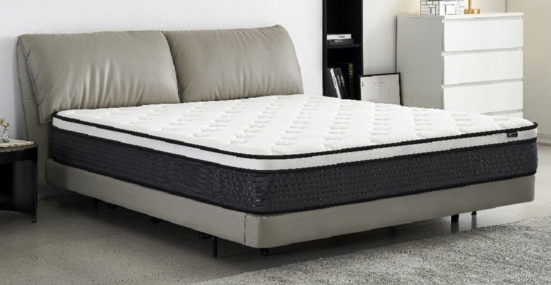 10" King Hybrid Mattress A Box, Pillow Top Bed Cushion With Breathable And Hypoallergenic Design, Medium Firm For Lumbar Support - White / Gray