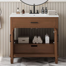 Bathroom Vanity With Ceramic Sink, Modern Free Standing Cabinet With Soft Close Drawers