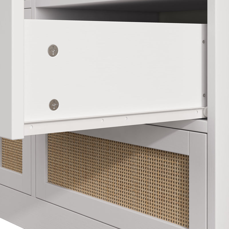 Elegant Rattan Locker With 9 Drawers, Metal Handles