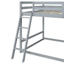 Bunk Bed With Ladder, Slide, And Shelves Pine Wood