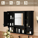 Wall Mounted Bathroom Medicine Wall Cabinet With Mirror & Open Shelves