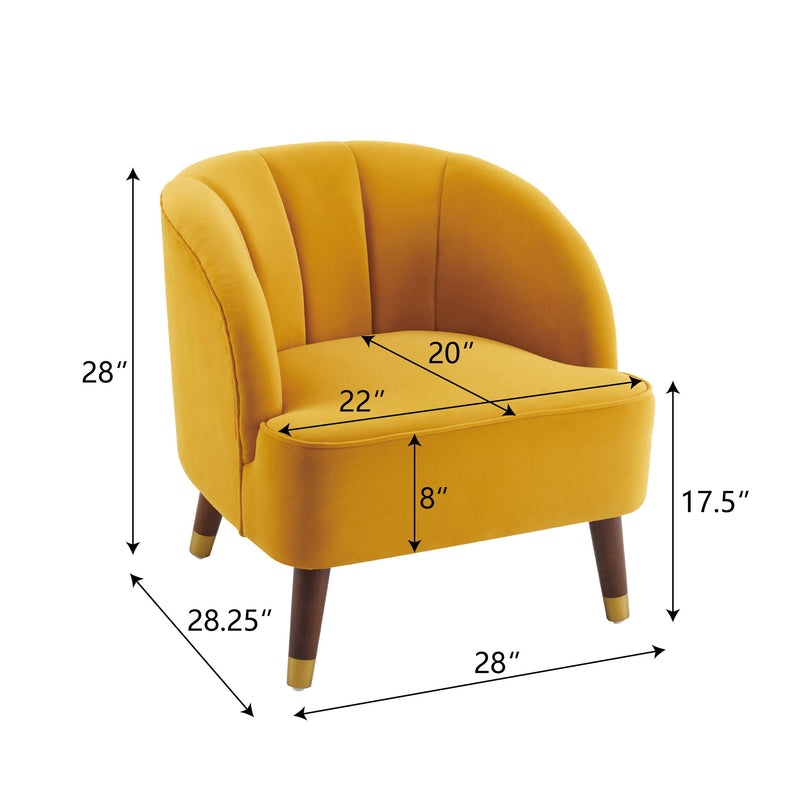Elegant Upholstered Barrel Accent Chair With Wooden Legs