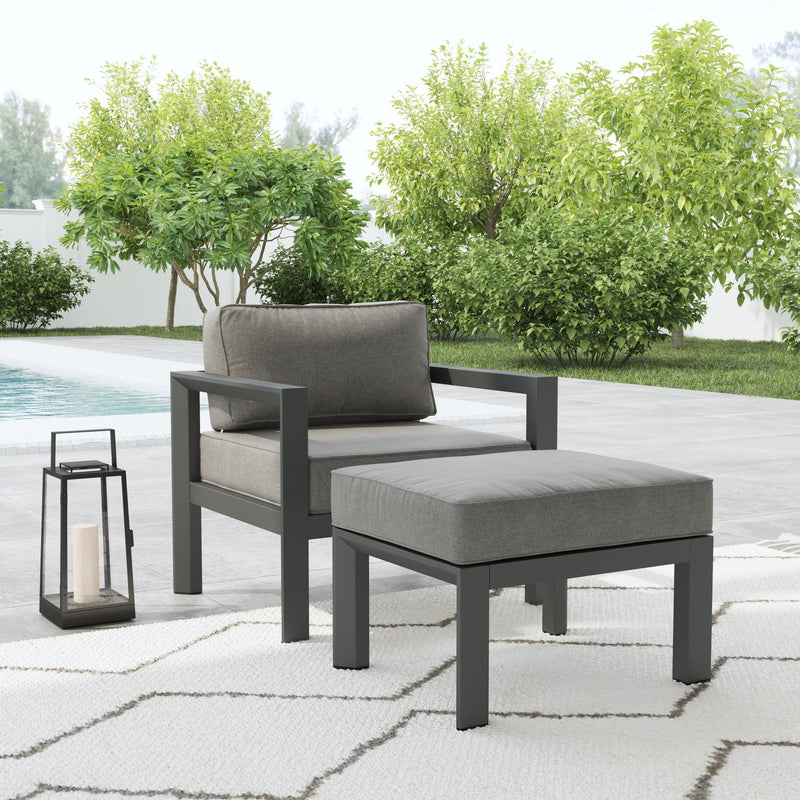 Grayton - Outdoor Aluminum Lounge Chair - Gray, Dark - 25.5"