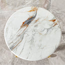 Modern Small Coffee Table With Microcrystalline Stone Top And Carbon Steel Legs - Gold