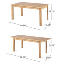 Outdoor 6 Seater Expandable Dining Set With Cushions - Sandblasted Natural / Beige