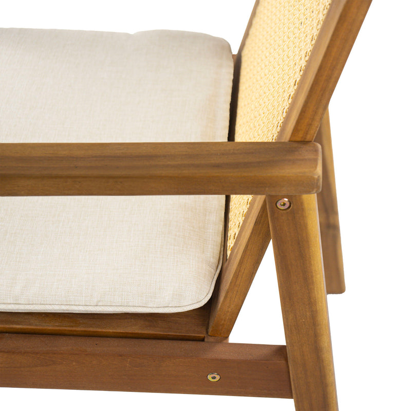 Preston - Outdoor Patio 7 Pieces Dining Set With Chairs And Cushions - Teak / Beige