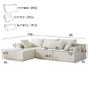 Modern Chenille Upholstered Sectional Sofa Couch Set With 6 Pillows,Free Combination