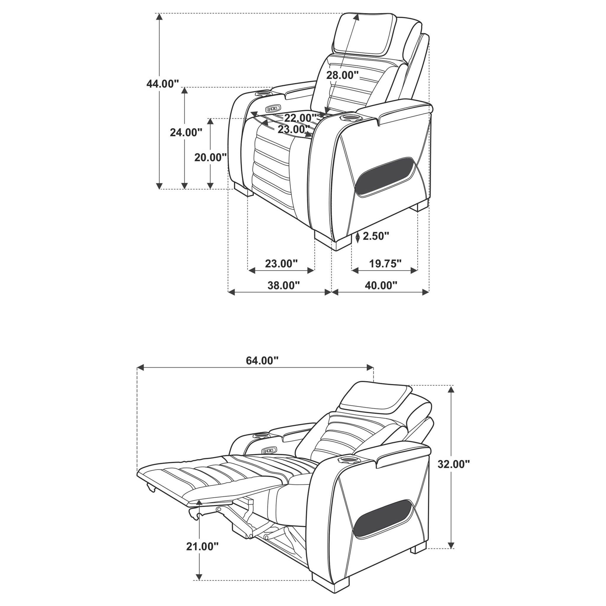 Zuma 3-piece Faux Leather Dual Power LED Sofa Set Black - Atlantic Fine Furniture Melbourne FL