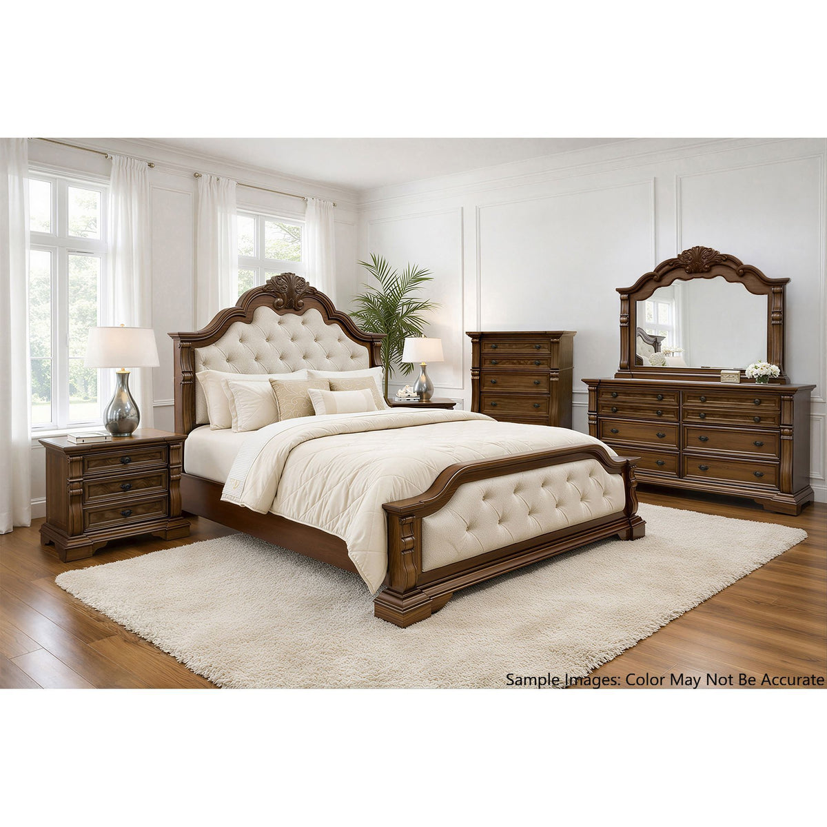 Alamonte Upholstered Bed in Dark Brown by Elements International