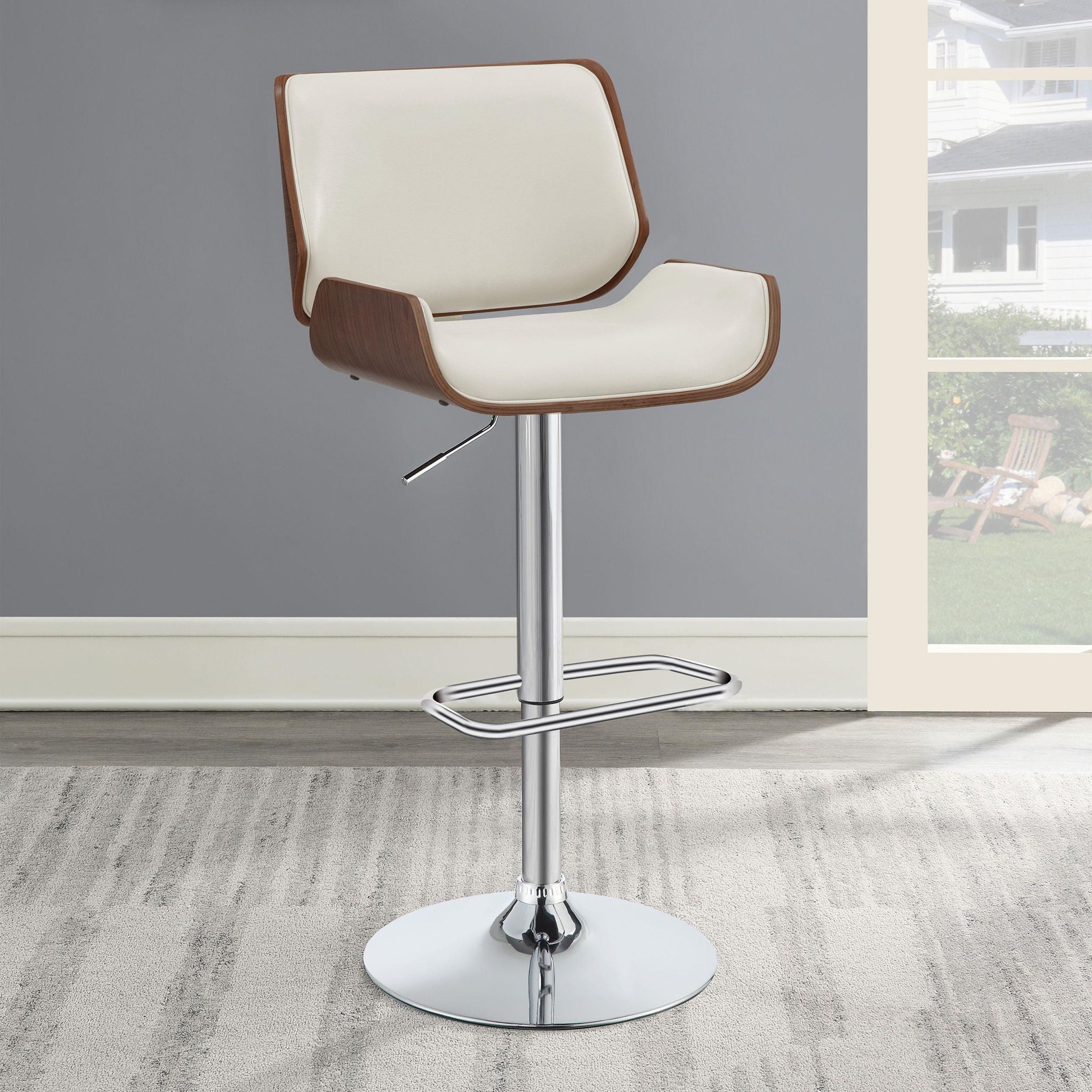 Folsom Upholstered Adjustable Bar Stool Ecru and Chrome - Atlantic Fine Furniture Melbourne FL