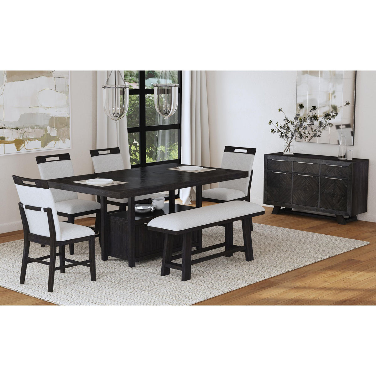 Transcend Counter Height Dining Set in Black by Elements International, view 7