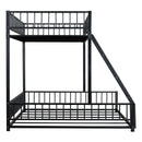 Bunk Bed Frame With Ladder And Safety Guardrails