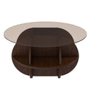 Round Coffee Table With Storage For Living Room - Walnut