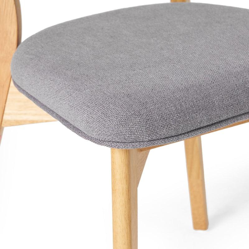 Mid Century Fabric Dining Chairs With Natural Oak (Set of 2) - Dark Gray