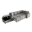 Sectional Sofa Convertible Pull-Out Sofa Bed With A Movable Storage Ottoman For Living Room