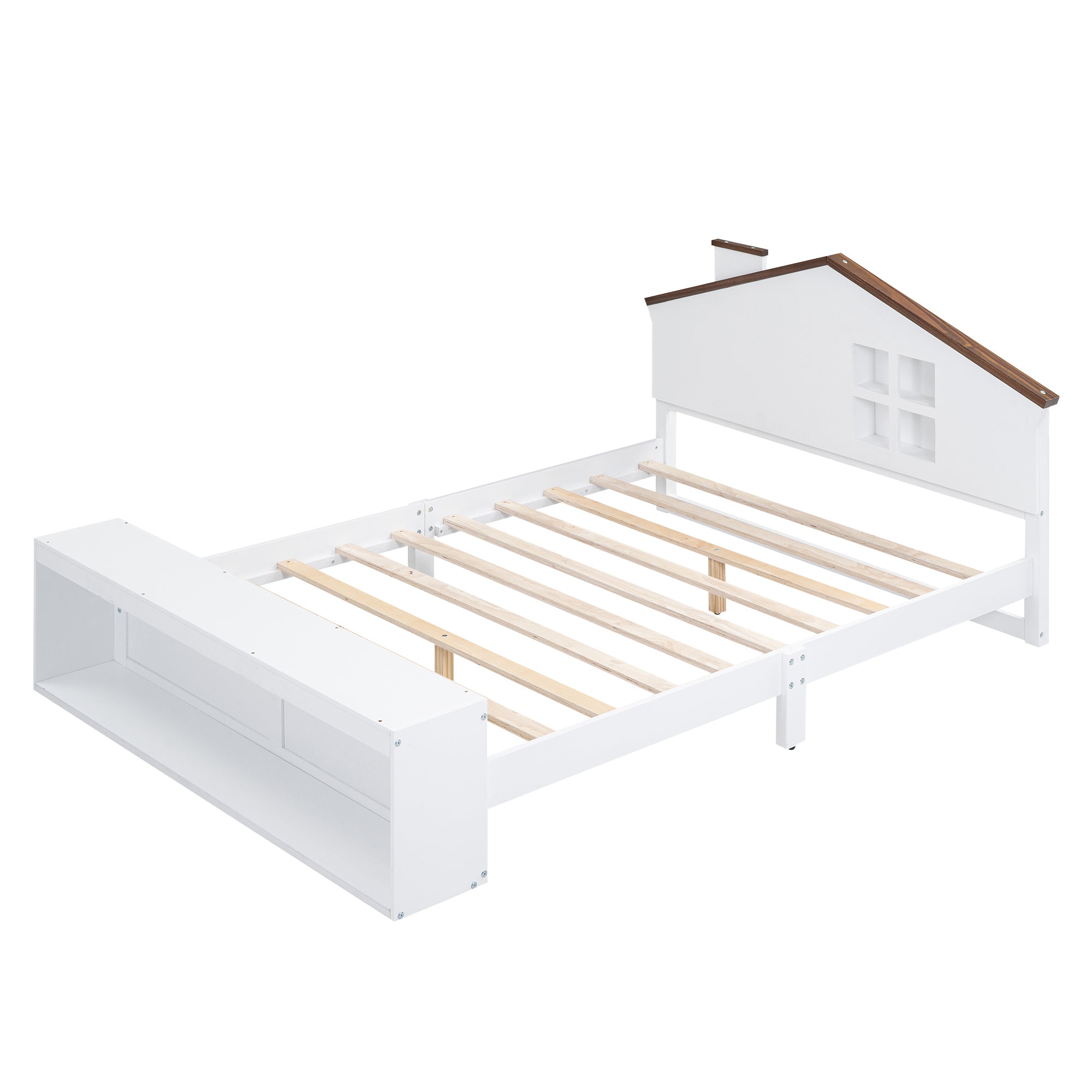 Full Size House Platform Bed with LED Lights and Storage, White - Atlantic Fine Furniture Melbourne FL