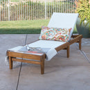 Outdoor Chaise Lounge With Acacia Wood Frame - White / Teak