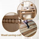 Modern Rustic Console Table, Wood Entryway Table With Shelf & Decorative Bead Detail - Natural