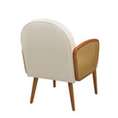 Accent Chair With Rattan Armrests And Wooden Legs Velvet For Living Room