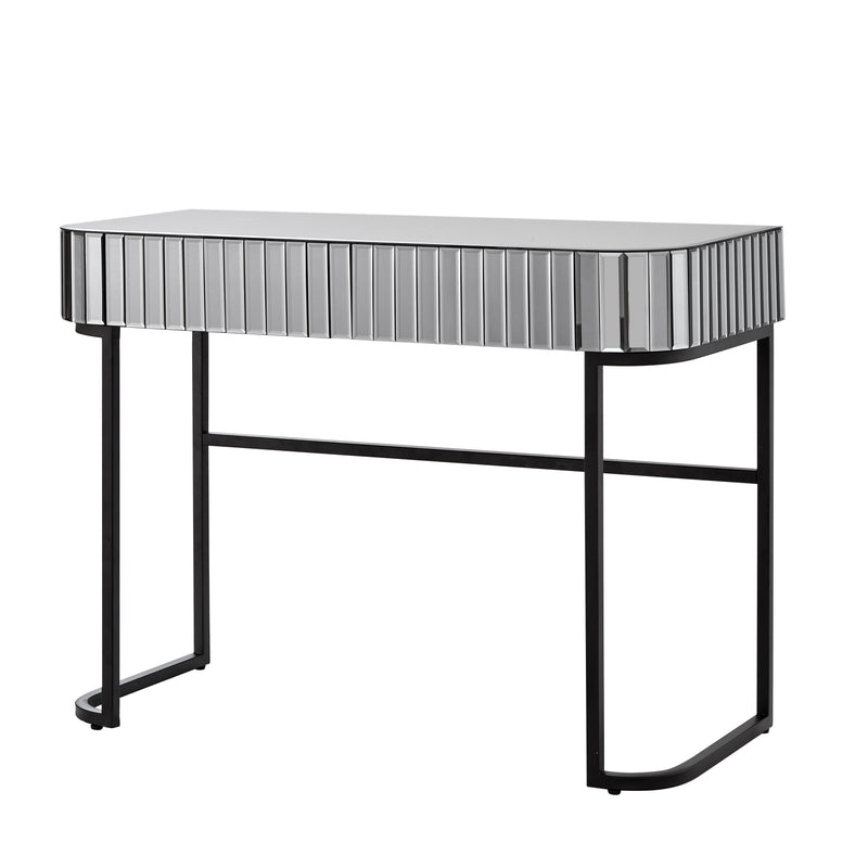 Mirrored Makeup Vanity Table With Stainless Steel Base And 2 Drawers