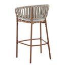 Lodi - Outdoor Matal Rope Barstool, Teak / Beige (Set of 2) - Teak / Beige