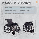 Heavy Duty Foldable Manual Wheelchair Double X Force Support With Adjustable Seat Belt Breathable Cushion & Anti Backflip Design 24" Tires For All Terrains 350 Lbs Capacity - Black / Silver