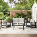 Maya Bay - Outdoor Patio Aluminum 4 Piece Chat Set With Cushion - Beige / Black