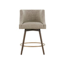 Swivel Counter Stool With Antique Bronze Detailing - Beige Multi