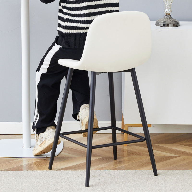 Modern Black Pu Bar Chair Rounded Backrest (Set of 2)