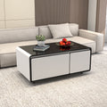 Modern Smart Coffee Table With Built In Fridge, Outlet Protection, Wireless Charging, Mechanical Temperature Control, Power Socket, USB Interface And Ice Water Interface