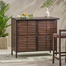 Bar Table With Slat Panel Design - Dark Brown