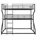 Industrial Triple Bunk Bed With Dual Ladders Frame, Space Saving Design
