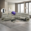 Jayke - Power Motion Sectional Sofa - Light Gray Top Grain Leather Match