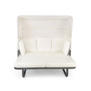 Outdoor Patio Rattan Daybed With Detachable Pillows