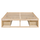 Full Size Platform Bed with 6 Storage Drawers,Antique Natural