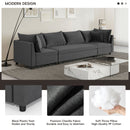 Modern Modular Sectional Oversized 4 Seat Couch Set & 4 Pillows, Minimalist Style Wide Seat Comfy Sofa - Gray