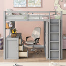 Loft Bed With Drawers, Desk, And Wardrobe