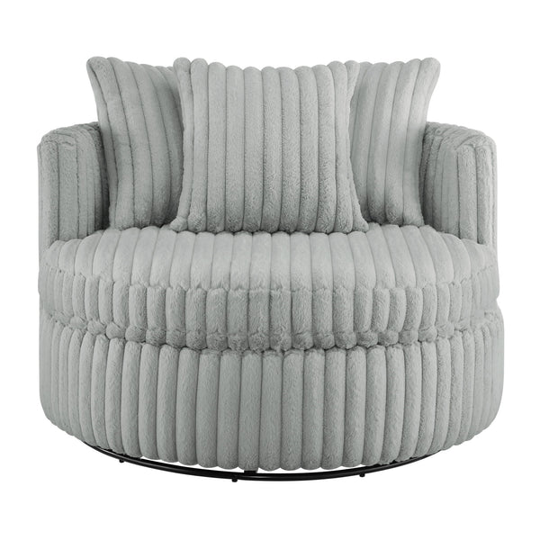 Mindy - Oversized Swivel Barrel Chair - Grey