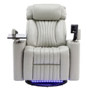 270° Power Swivel Recliner Home Theater Chair With Hidden Arm Storage, LED Light, Cup Holder, And Tray Table