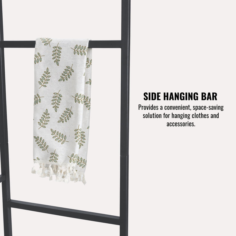 Garment Rack With Shelves, 2 Wicker Drawers, 4 Hooks, Organizer