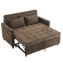 Pull-Out Sleeper Sofa With Reversible Backrest Cushion, Side Pockets, 2 USB Ports And A Phone Holder For Living Room