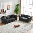 Chesterfield 3 And 2 Seater Sofa Set, High Tech Fabric Upholstered Couch For Living Room