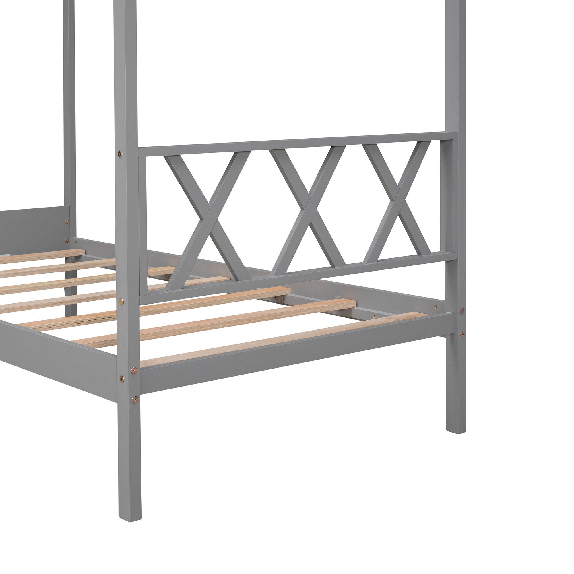 Twin Size Wood House Bed with Storage Space, Gray(OLD SKU: LP000001AAE) - Atlantic Fine Furniture Melbourne FL