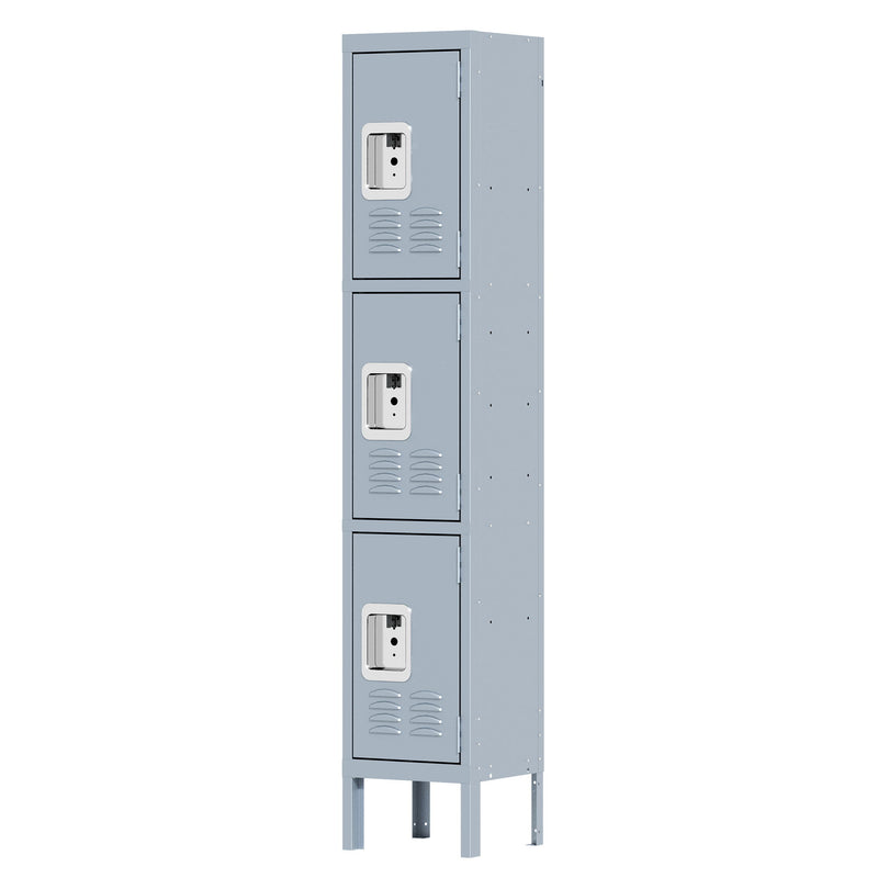 Lockers For Employees With 3 Door Storage Locker Durable For Gym, School, Office - Gray
