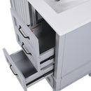 30" Bathroom Vanity With Sink, Bathroom Cabinet With A Door, 3 Drawers Legs, Adiustable Foot Pads - Gray