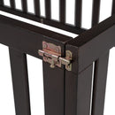 Twin Size Floor Bed Frame With Fence And Door - Walnut