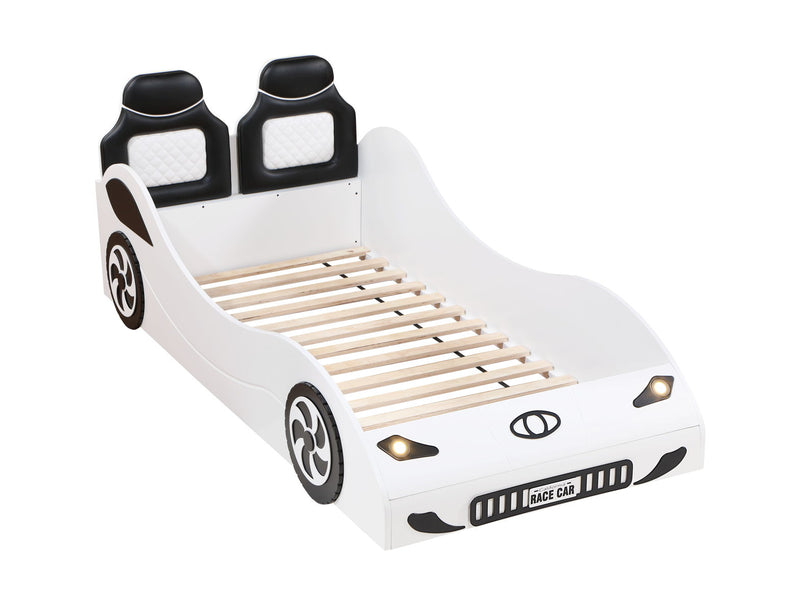 Colen - Twin Car Bed With LED - White