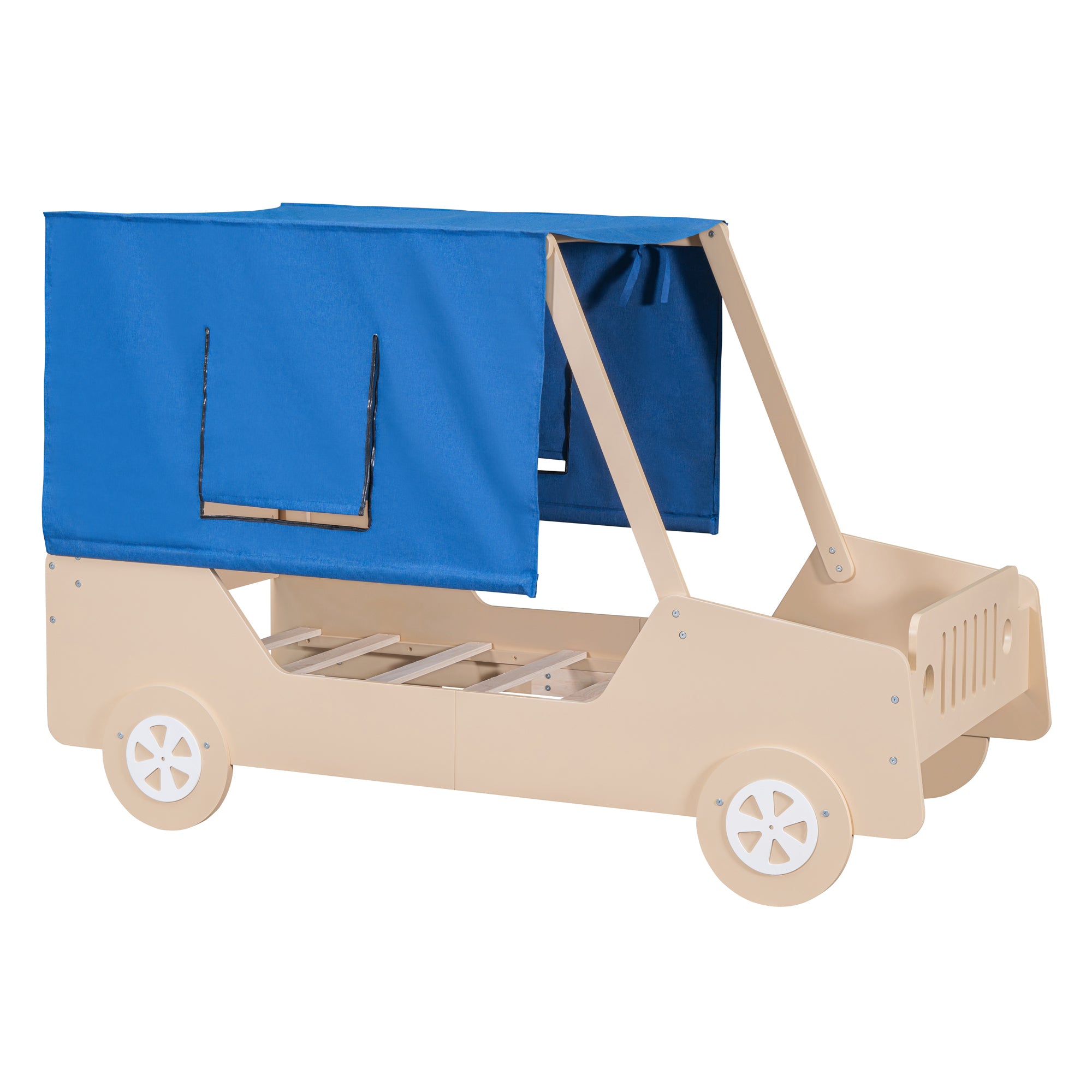 Twin Size Car Shaped Bed with Tents,Natural - Atlantic Fine Furniture Melbourne FL