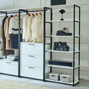 Fiona - Freestanding Walk In Wood Closet System & Metal Frame Durable Storage Solution Melamine - White