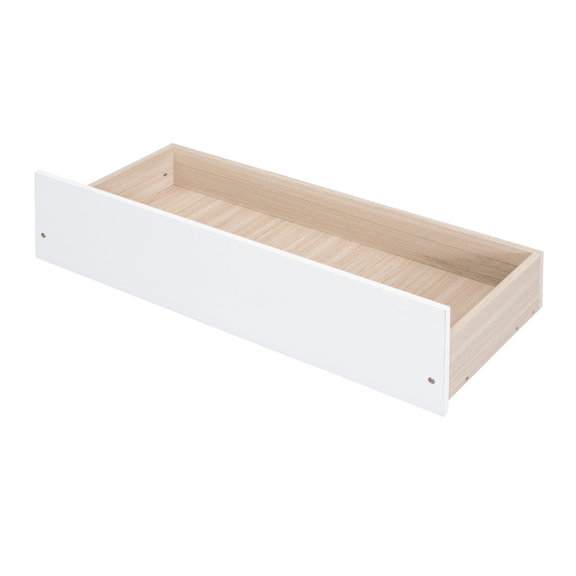Twin Size Wood Platform Bed with 4 Drawers and Streamlined Headboard & Footboard, White - Atlantic Fine Furniture Melbourne FL